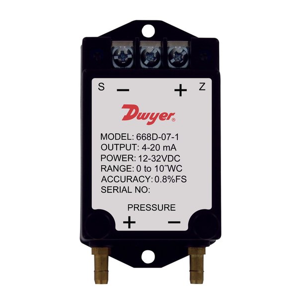 Dwyer Instruments Differential Pressure Transmitter, 25Wc 668B-13-1